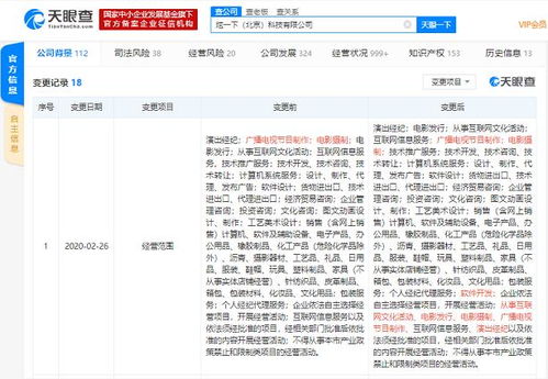 一下科技工商變更，經營范圍新增演出經紀與互聯網信息服務